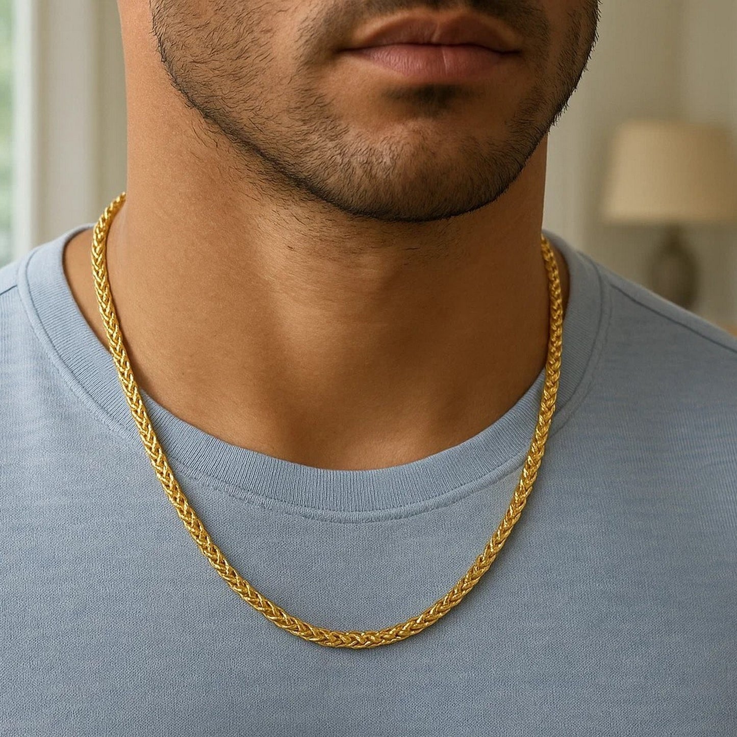 4.1mm 14k Yellow Gold Diamond Cut Round Franco Chain