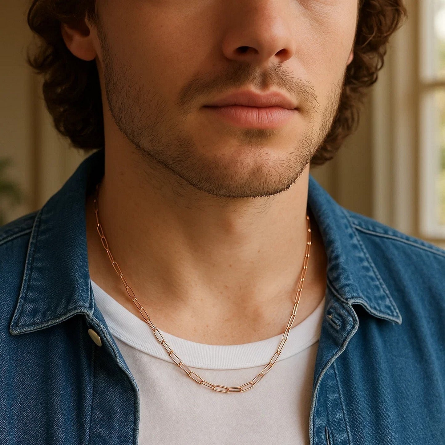 14K Rose Gold Delicate Paperclip Chain (2.10 mm)