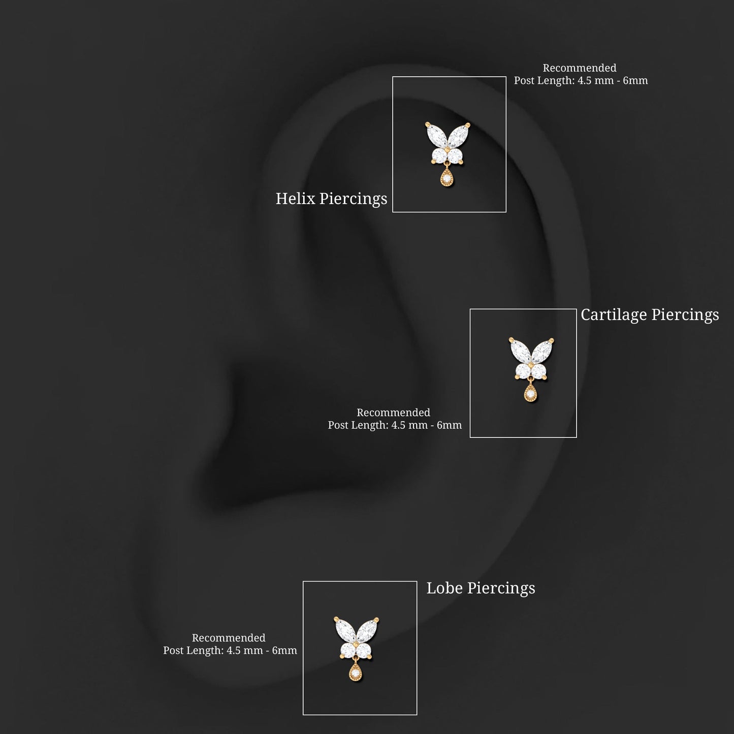Marquise Moissanite Butterfly Dangle Earring