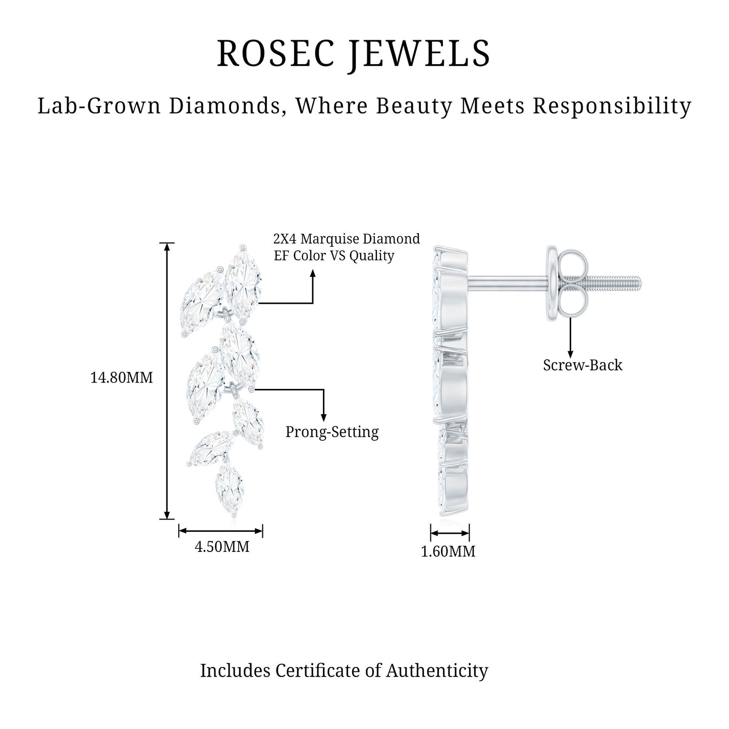 Certified Lab Grown Diamond Dangling Earrings for Women