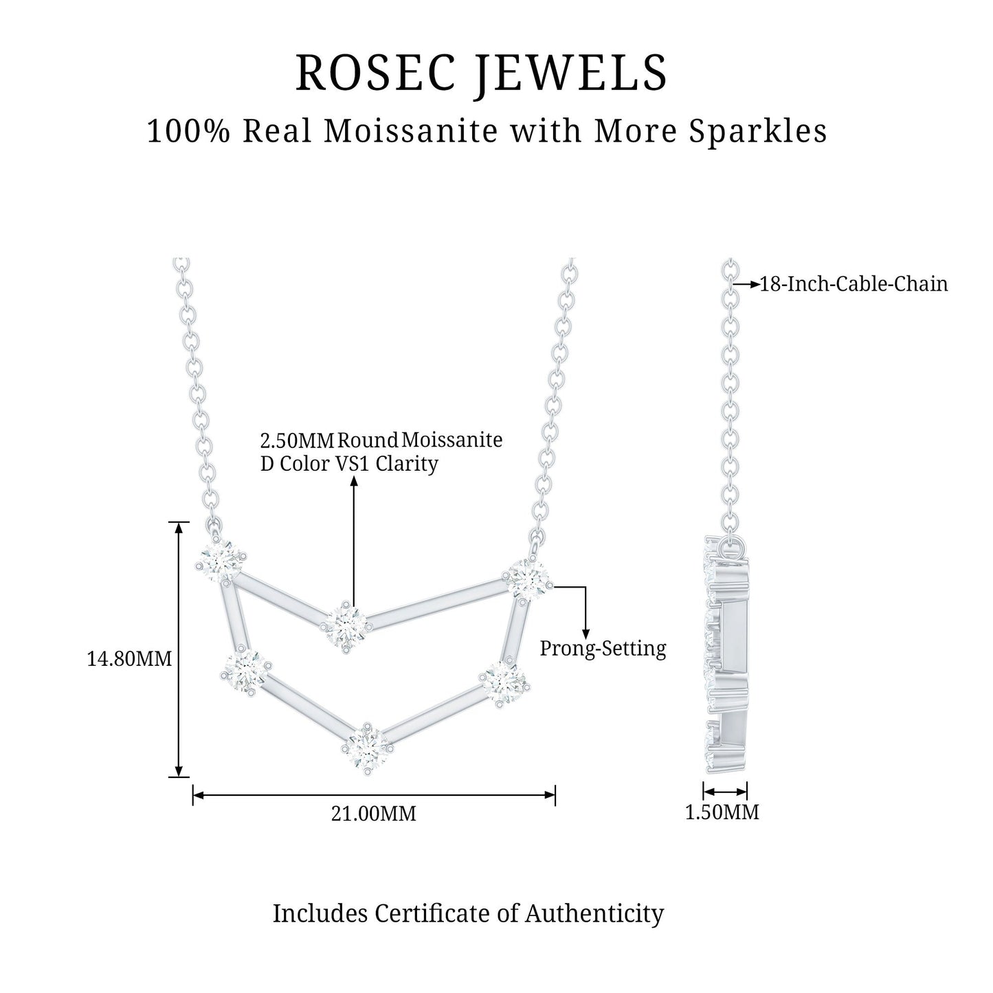 Certified Moissanite Capricorn Constellation Necklace