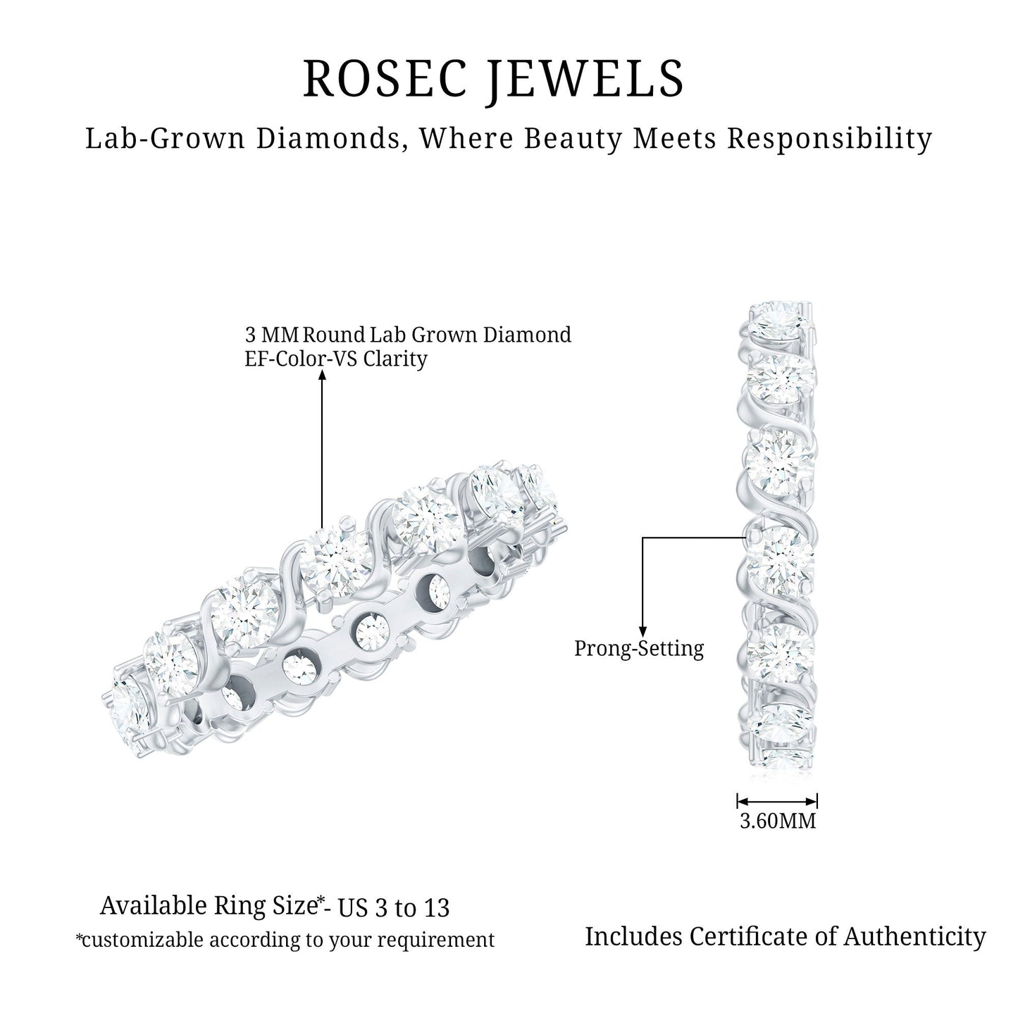 Certified Lab Grown Diamond Eternity Wedding Band