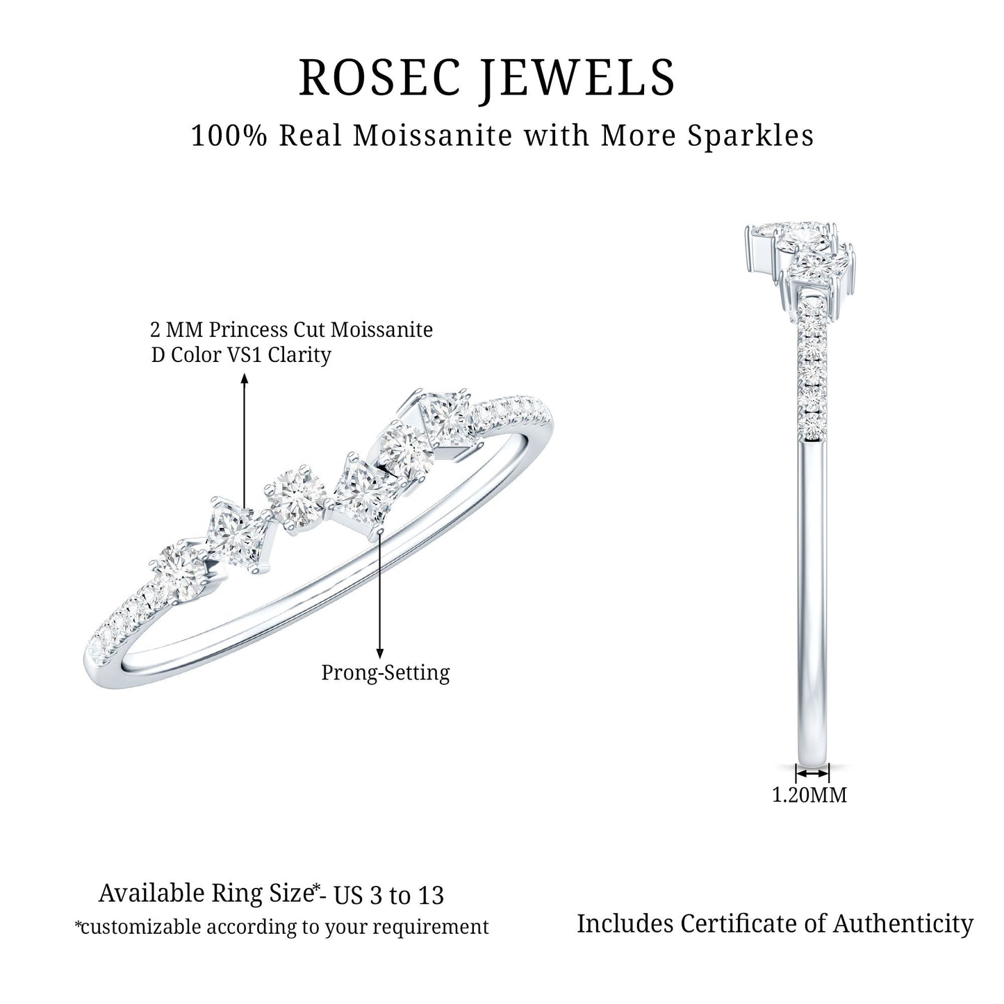 Certified Moissanite Promise Ring for Her