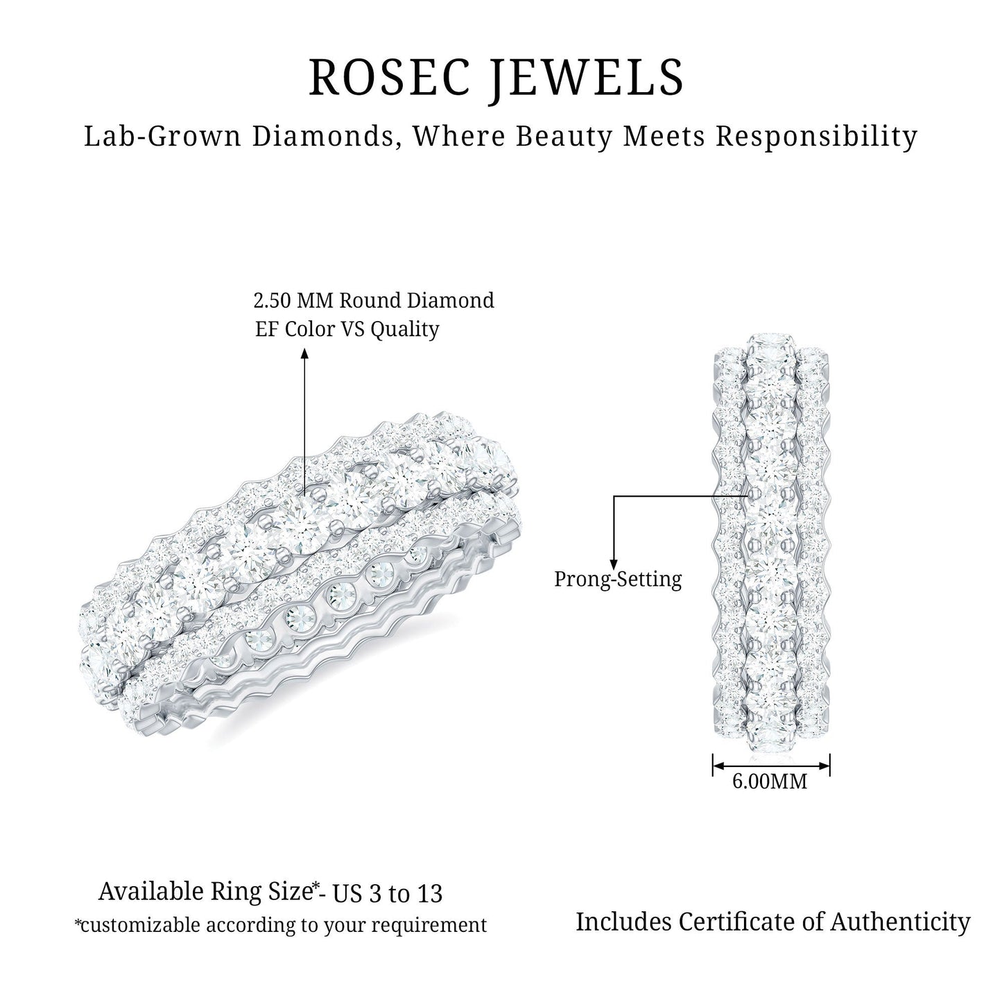 Certified Lab Grown Diamond Eternity Wedding Band for Her