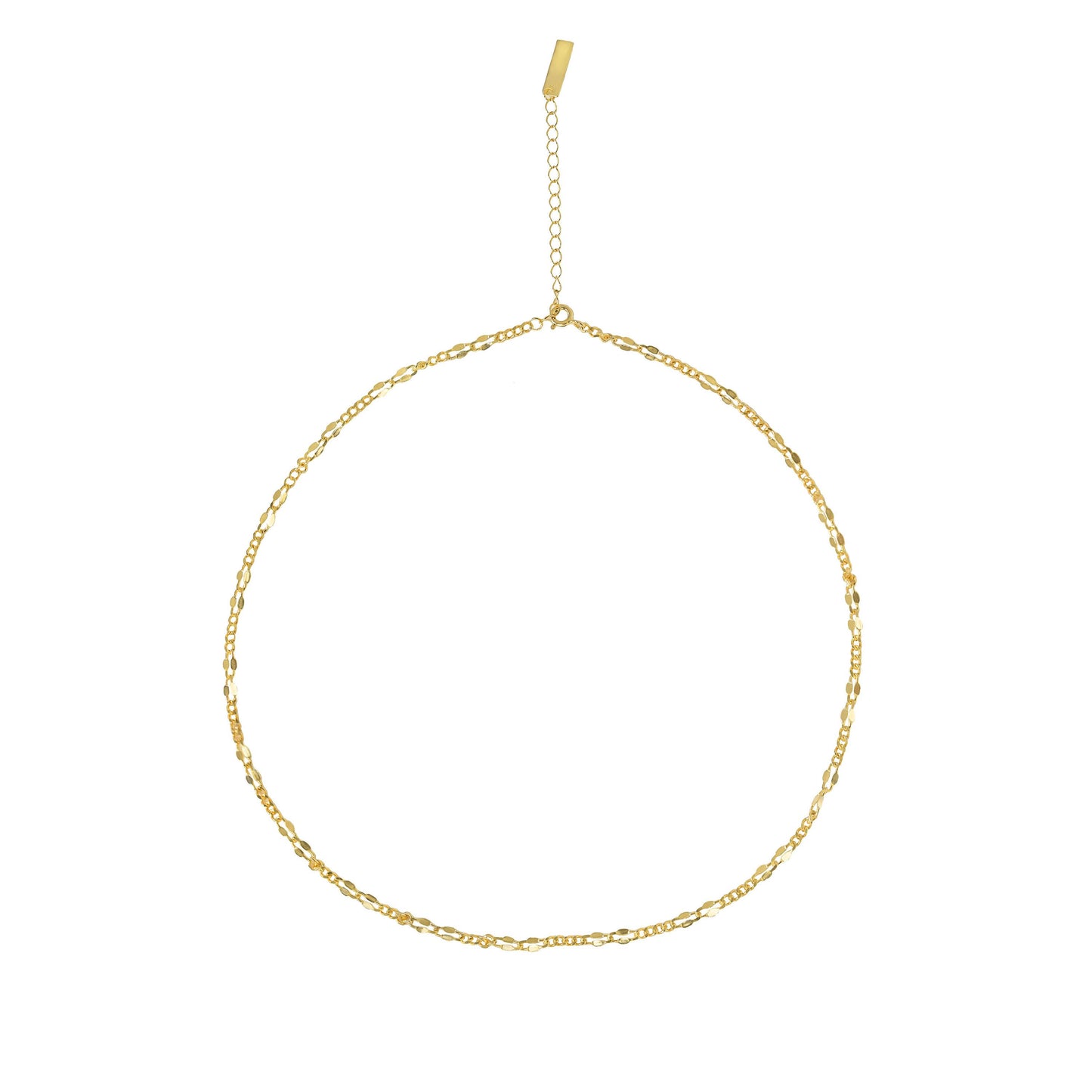 Gold chain necklace on a white background