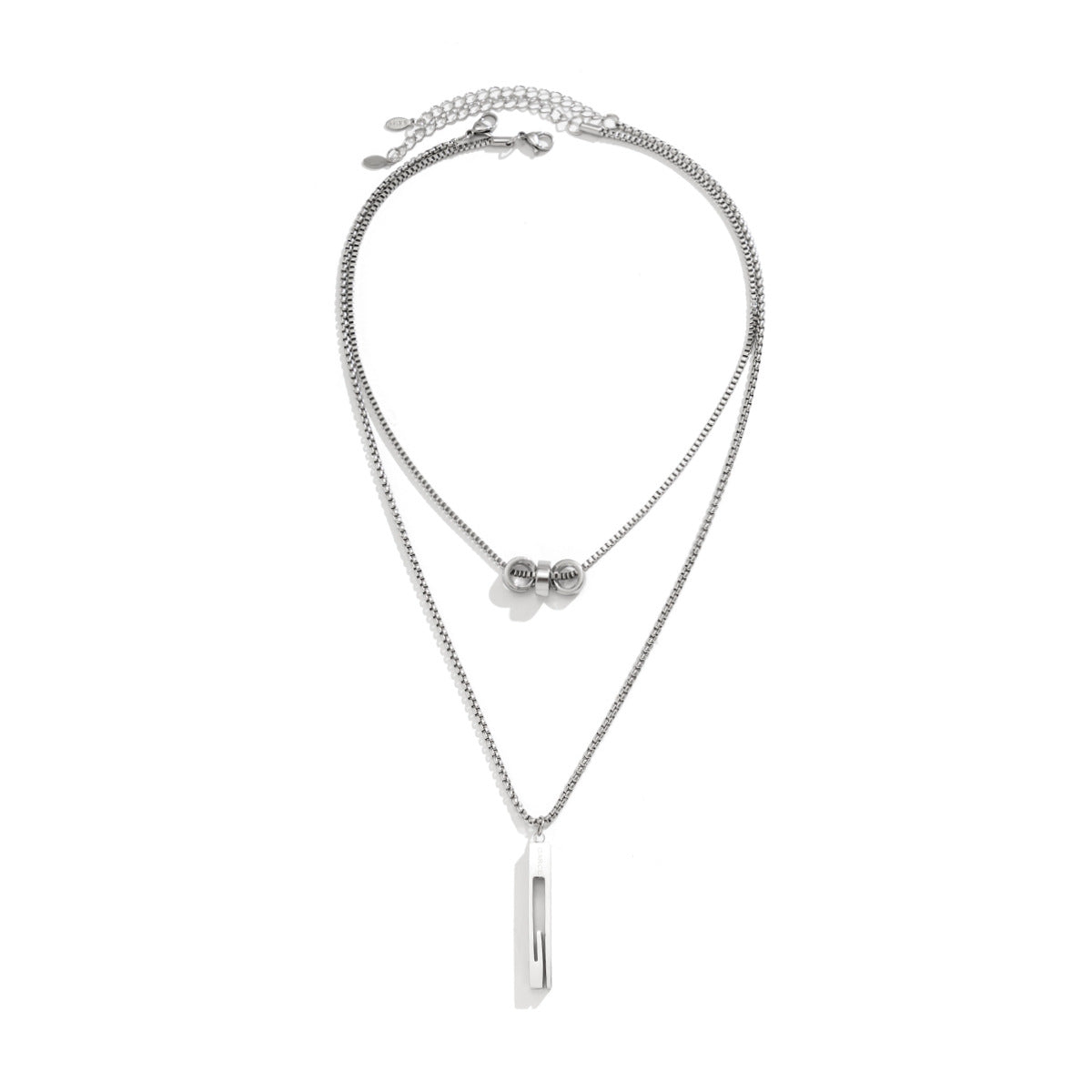 Fashionable Long Bar Ring Double Layered Design Hip-Hop Style Necklace