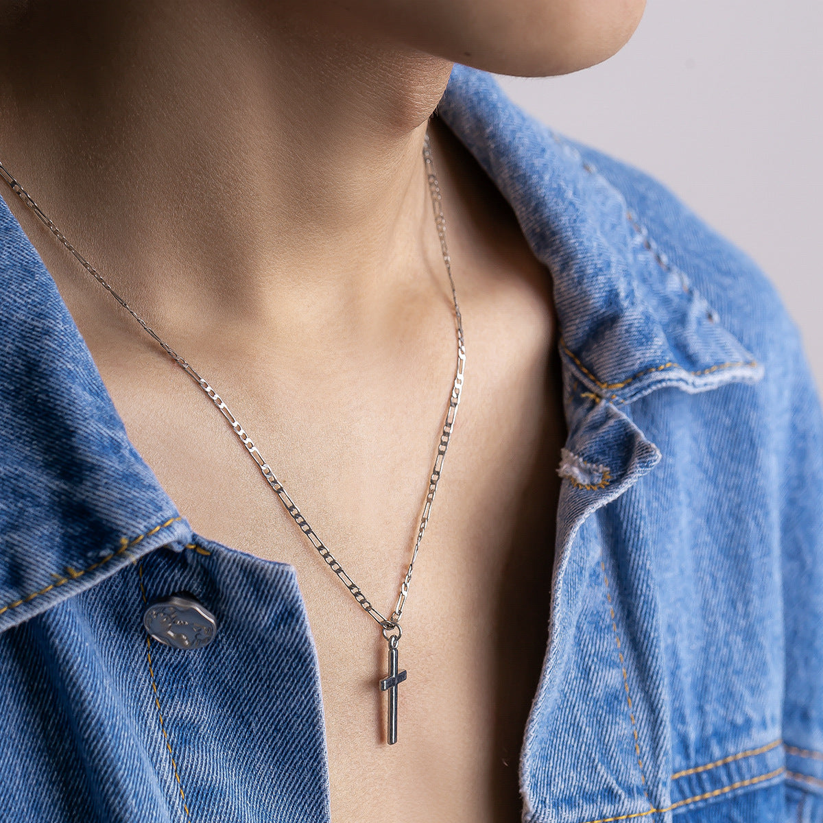 Simple Fashion Cross Design Hip Hop Pendant Necklace