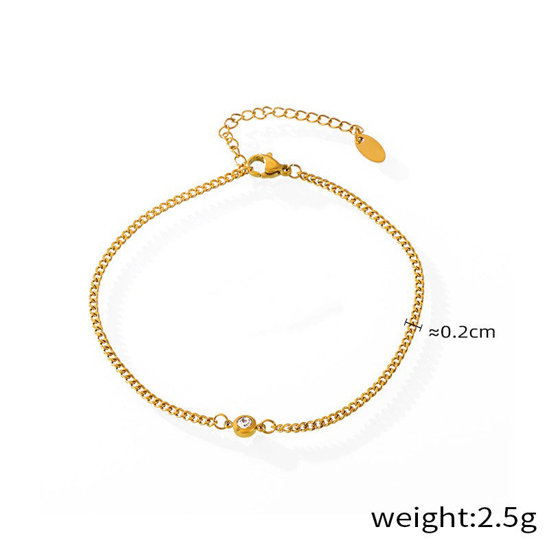 18K gold exquisite fashion hollow exquisite ball/inlaid gem design light luxury style anklet