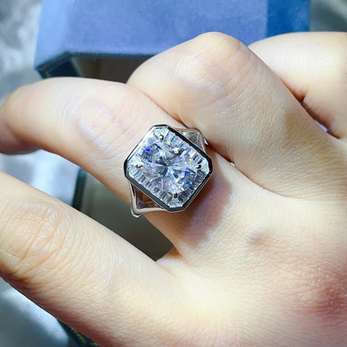 3 Carat Moissanite Engagement Square Ring