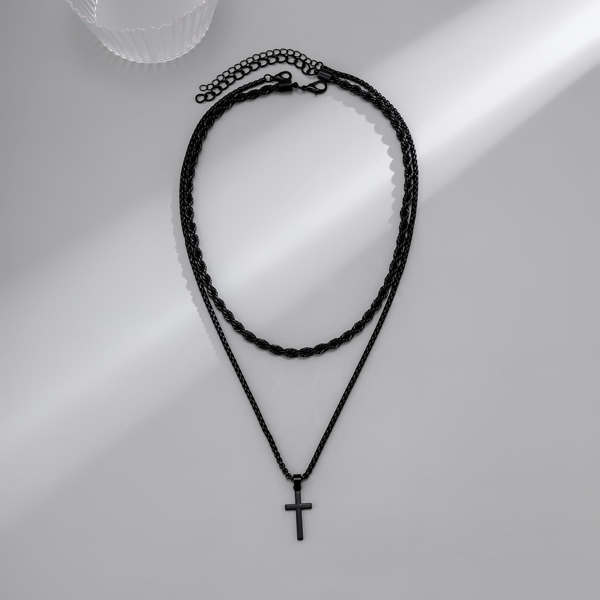 Simple fashion double stacked cross design pendant necklace