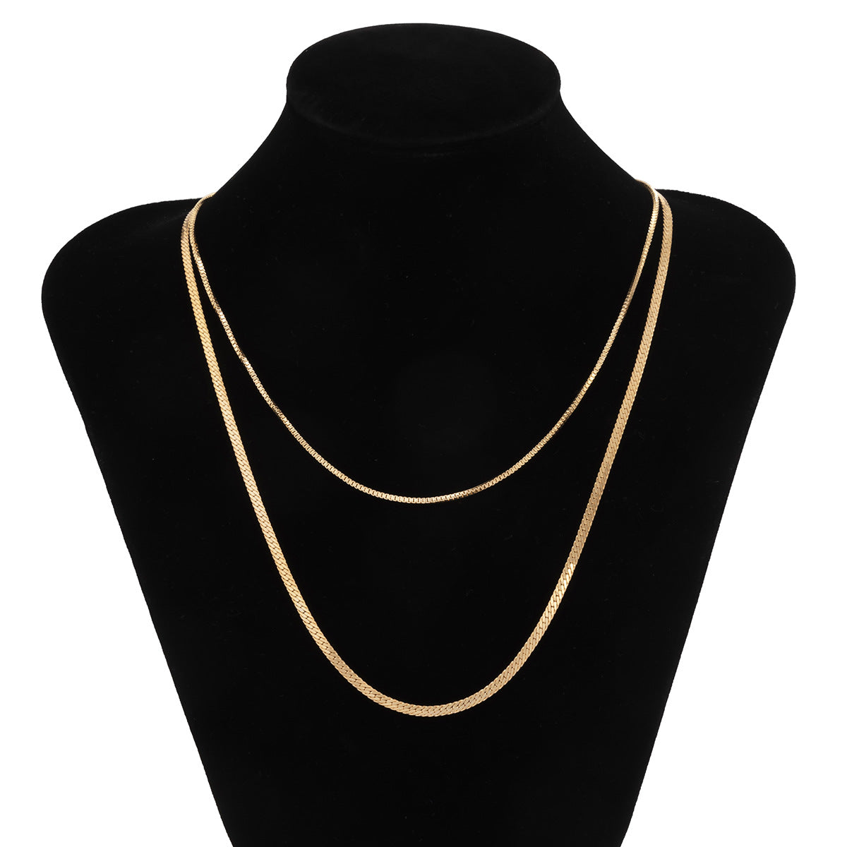 Fashionable simple double-layer flat snake chain design punk style all-match necklace