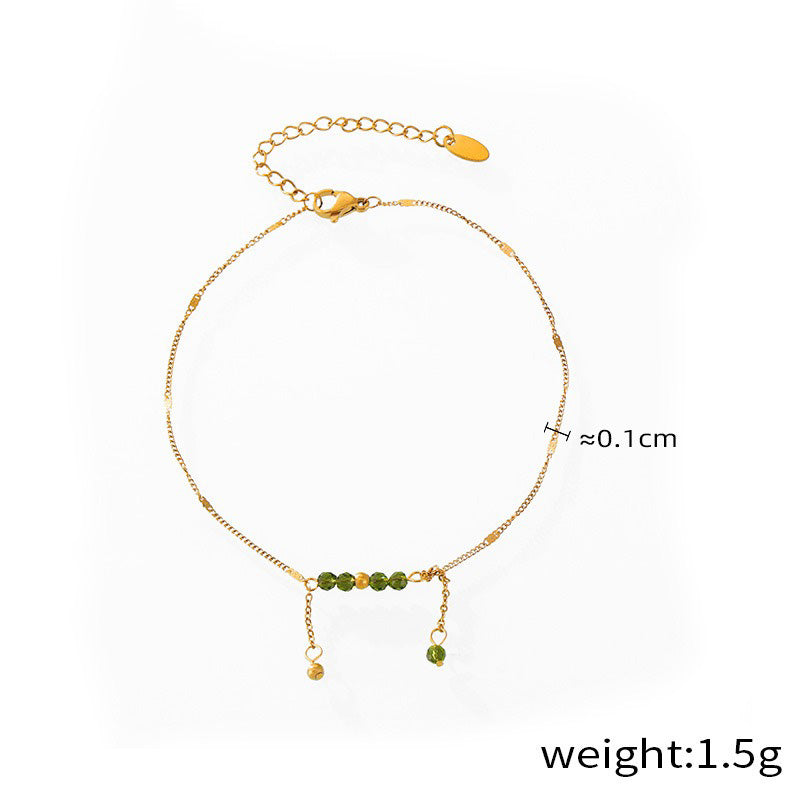 18K gold exquisite fashion hollow exquisite ball/inlaid gem design light luxury style anklet