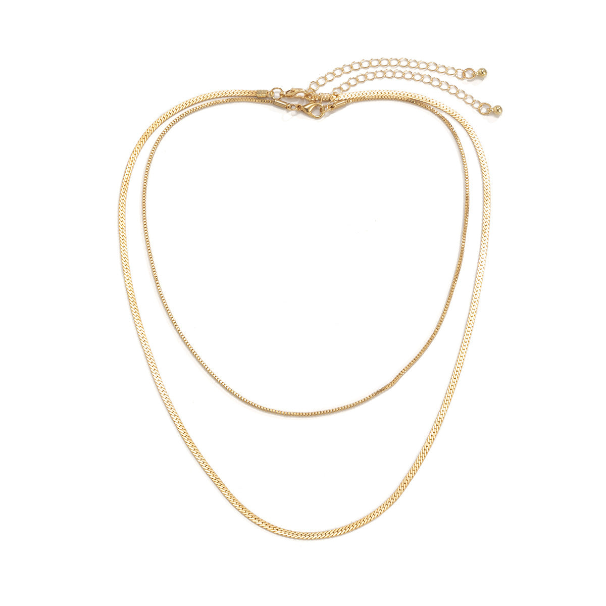 Fashionable simple double-layer flat snake chain design punk style all-match necklace