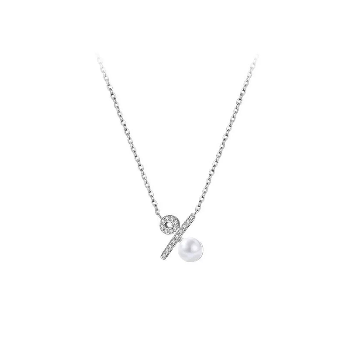 Necklace with a pearl pendant on a white background