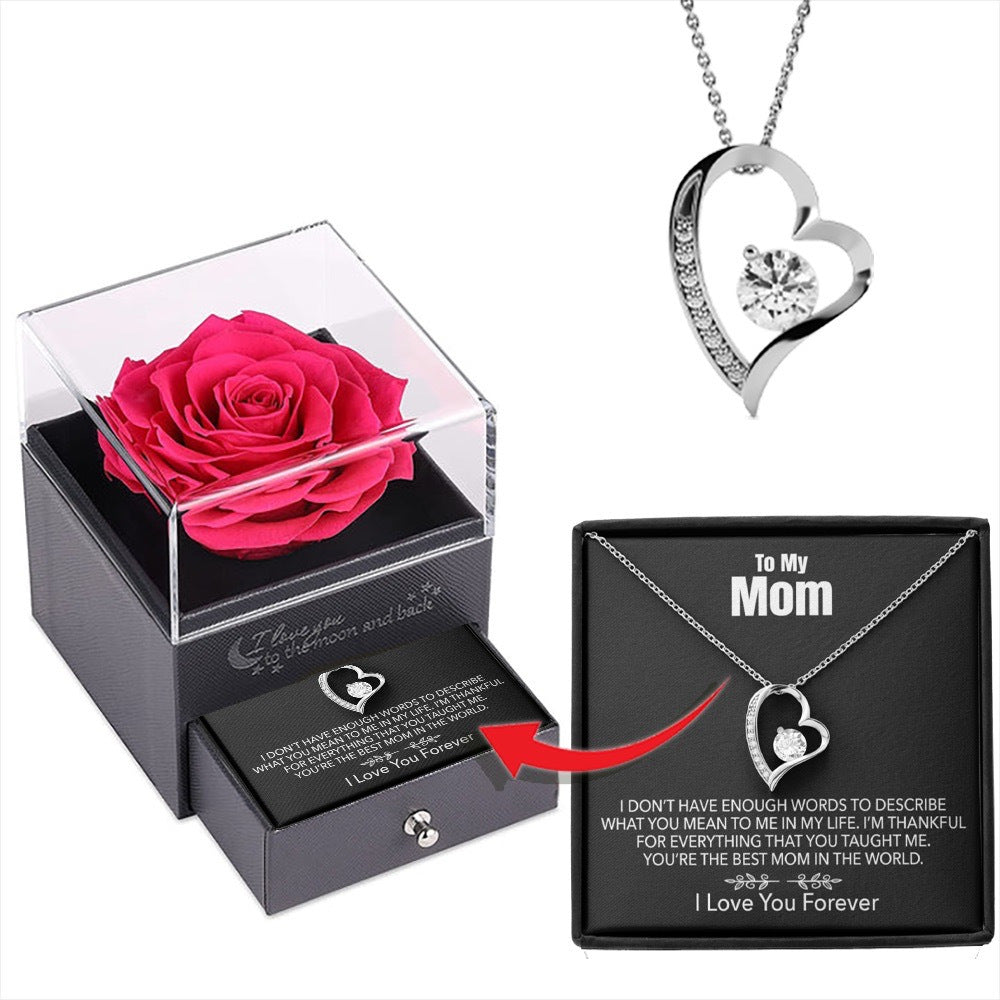 Mother's Day Hollow Heart Inlaid Zircon Design Necklace