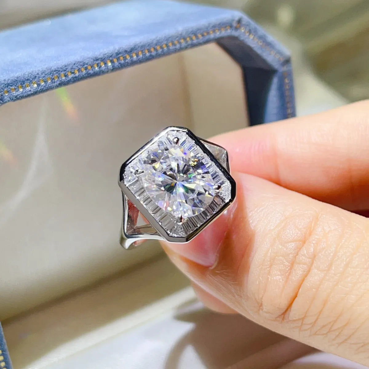3 Carat Moissanite Engagement Square Ring