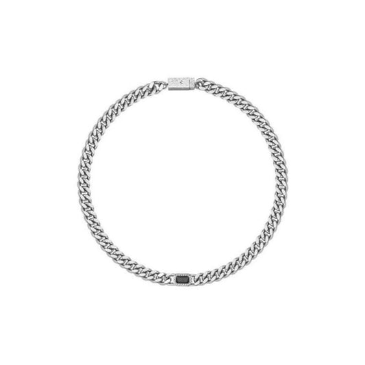 Silver chain necklace on a white background