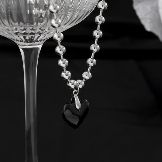 Fashion Simple Black Love Pendant Necklace
