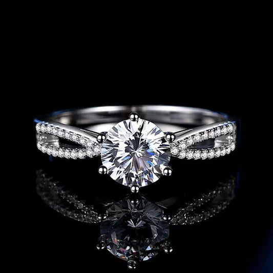 Diamond ring with a black background