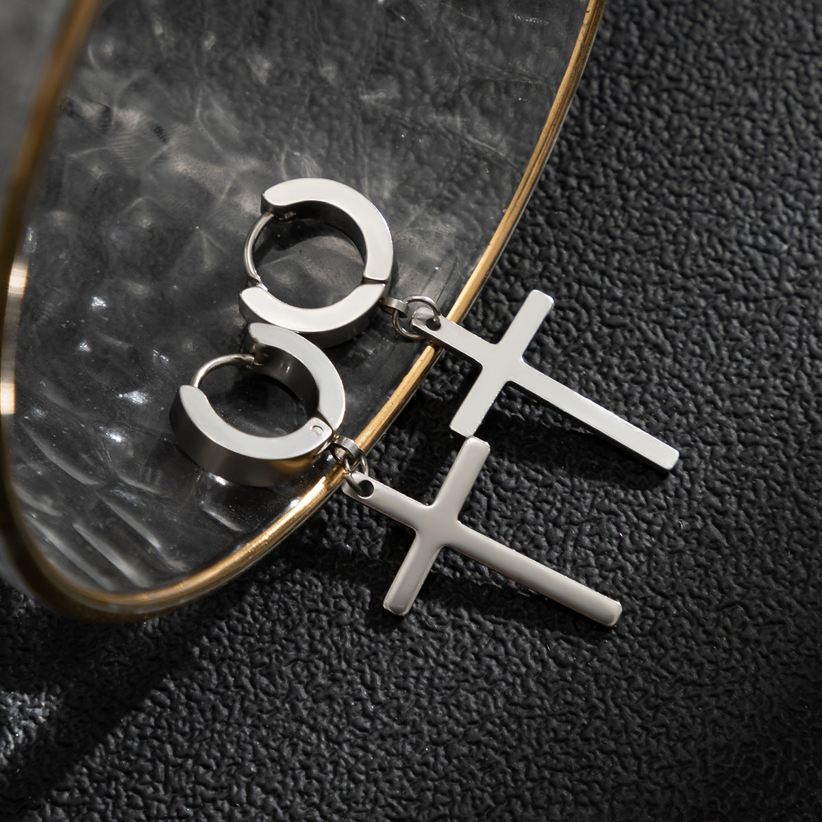 Fashionable cross design simple cold style all-match earrings