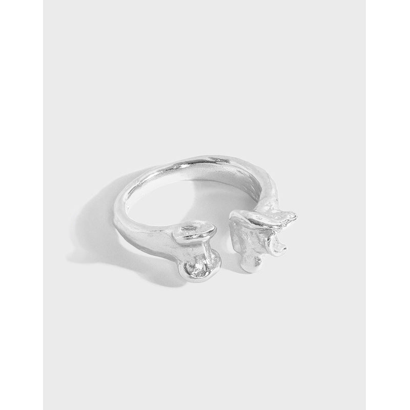 Fashion Bones Irregular 925 Sterling Silver Adjustable Ring