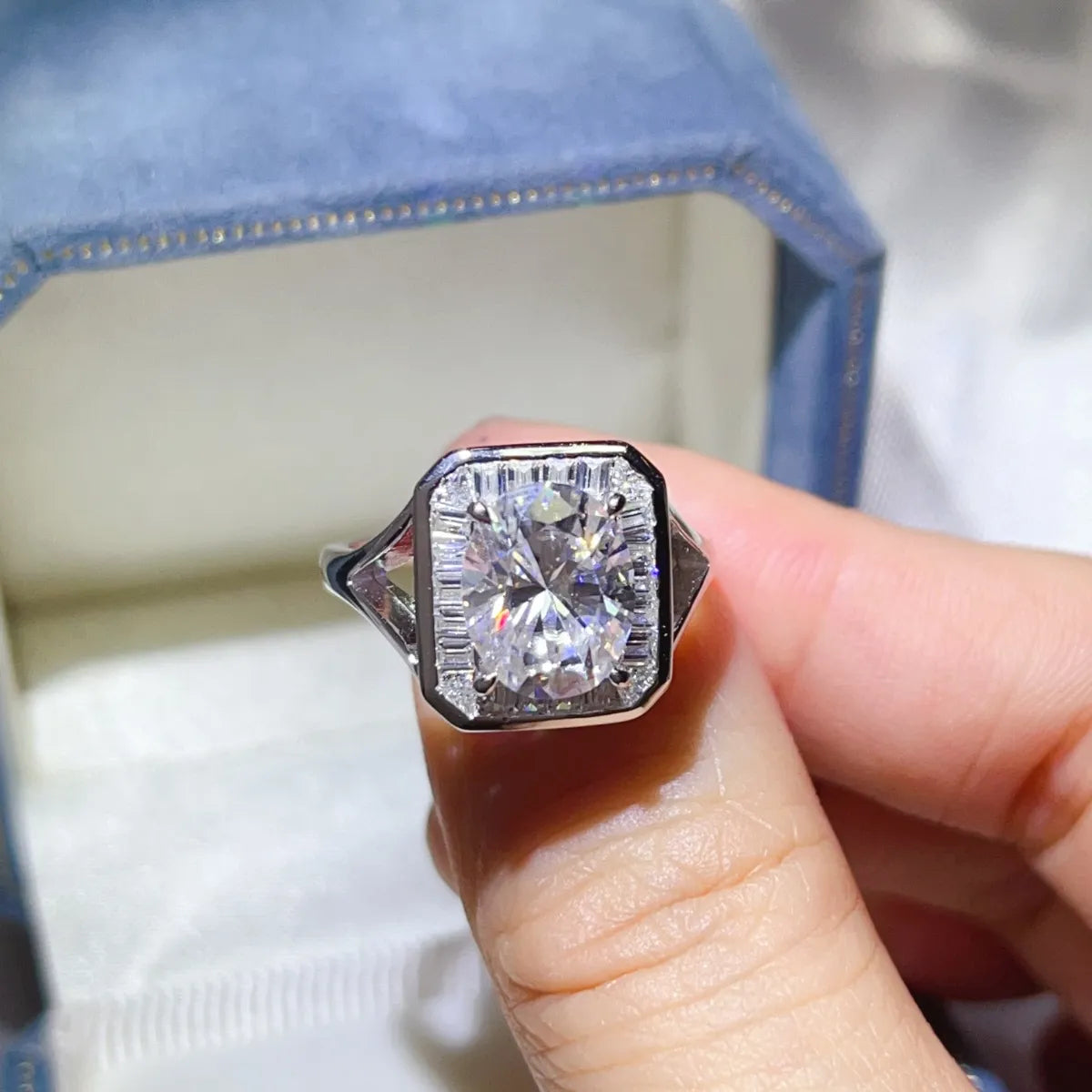 3 Carat Moissanite Engagement Square Ring