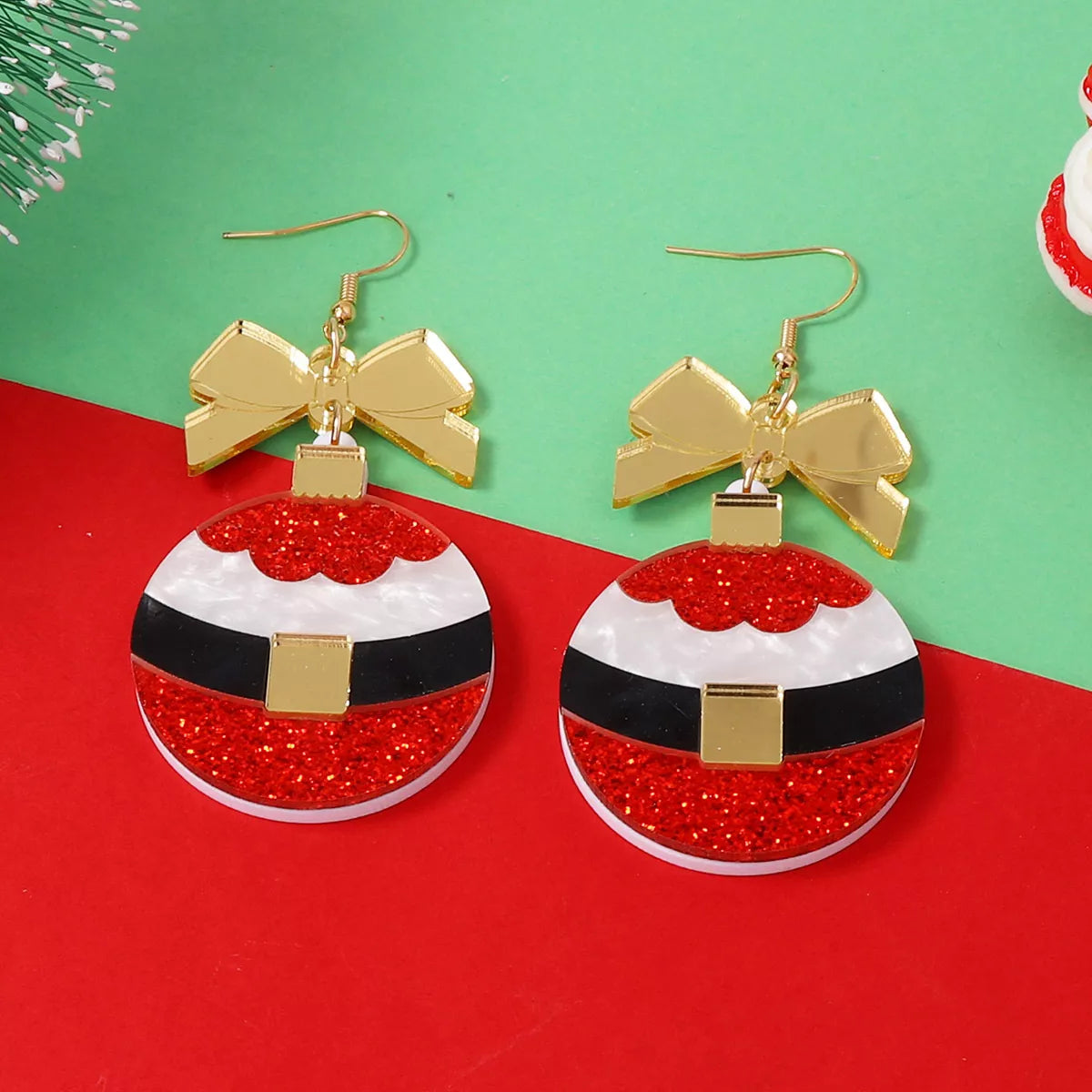 Christmas Dangle Earrings with Bow