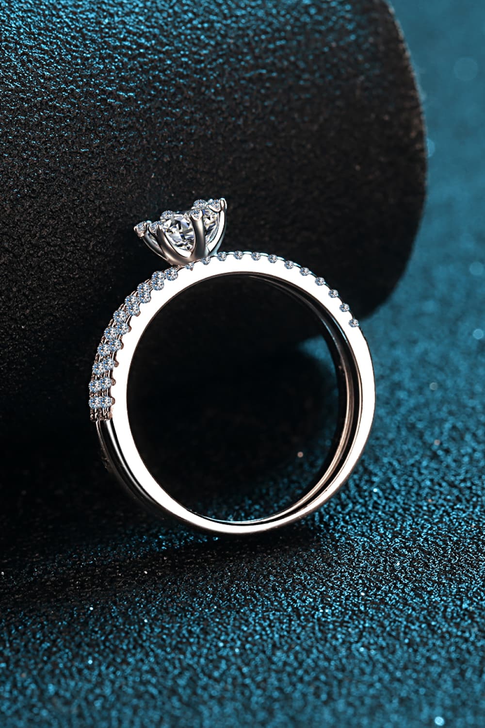 Side view of a 0.5 Carat Moissanite Solitaire Ring in 925 sterling silver showing the classic six-prong setting | Le'Var Neilson Jewelry