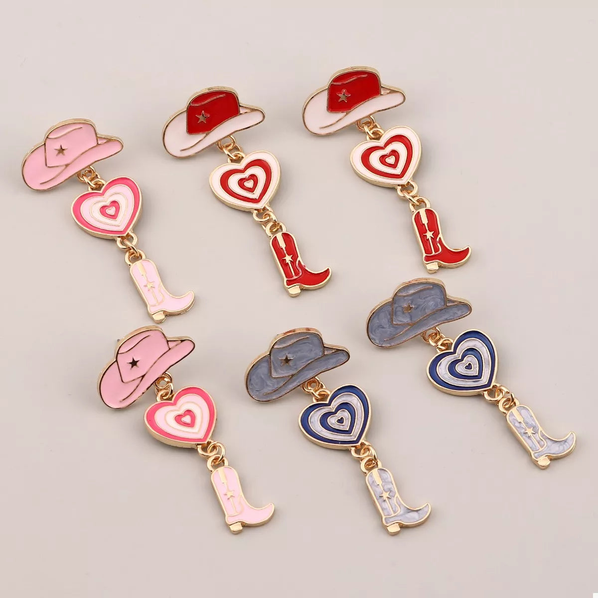 Cowgirl Boots Heart Dangle Earrings