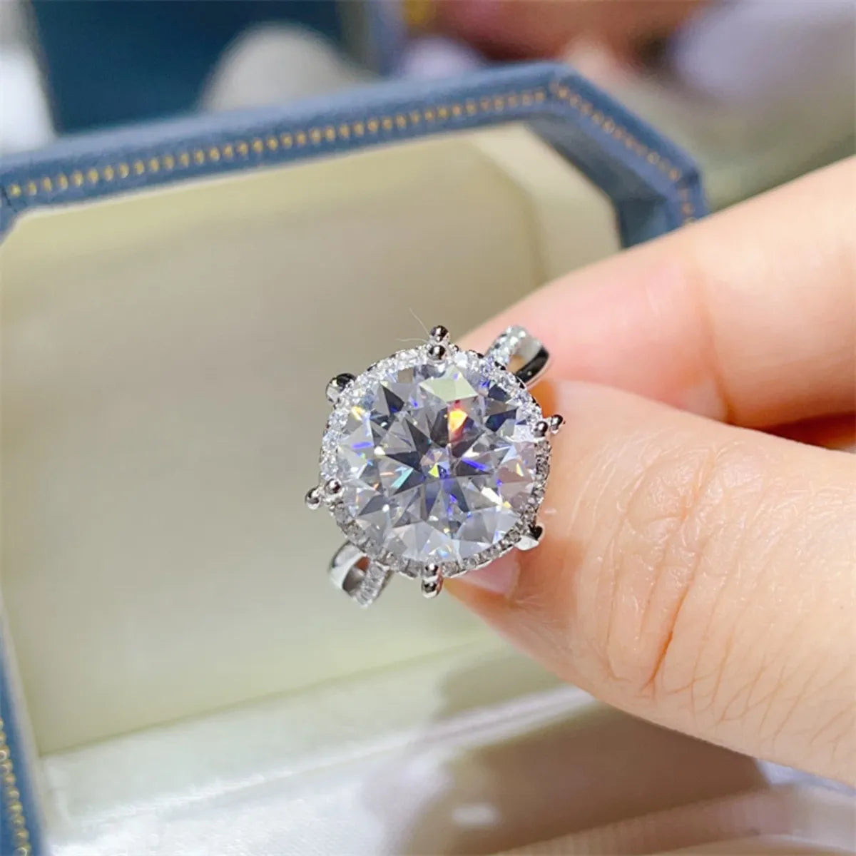 5 Carat Round Cut Moissanite Engagement Ring