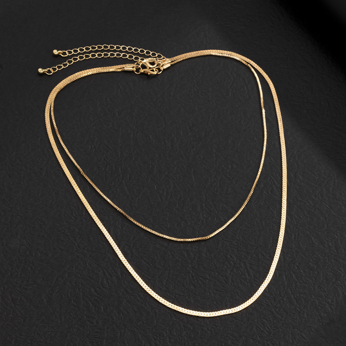 Fashionable simple double-layer flat snake chain design punk style all-match necklace