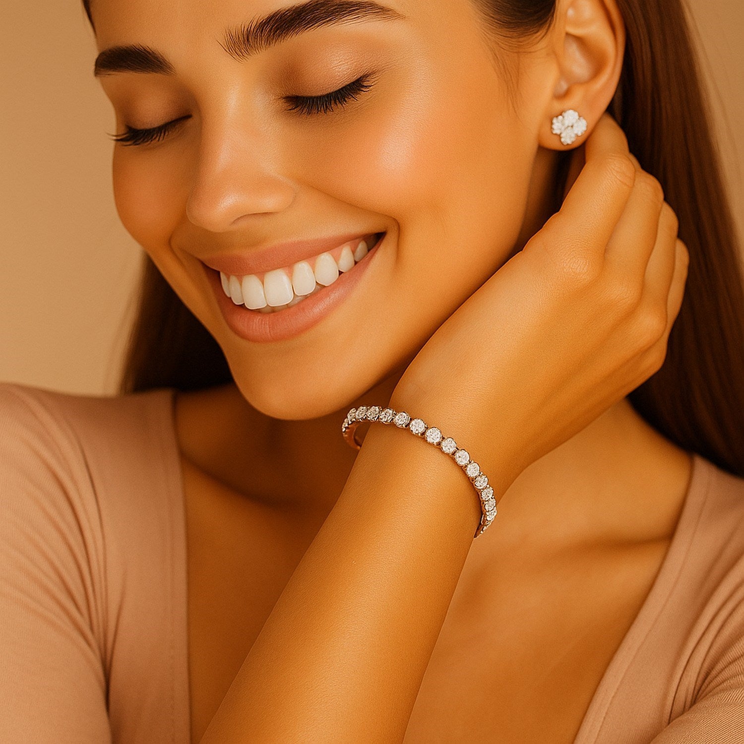 Lab Grown Round Diamond Tennis Bracelet in 14k Yellow Gold(5 cctw  F/G  VS2/SI1)