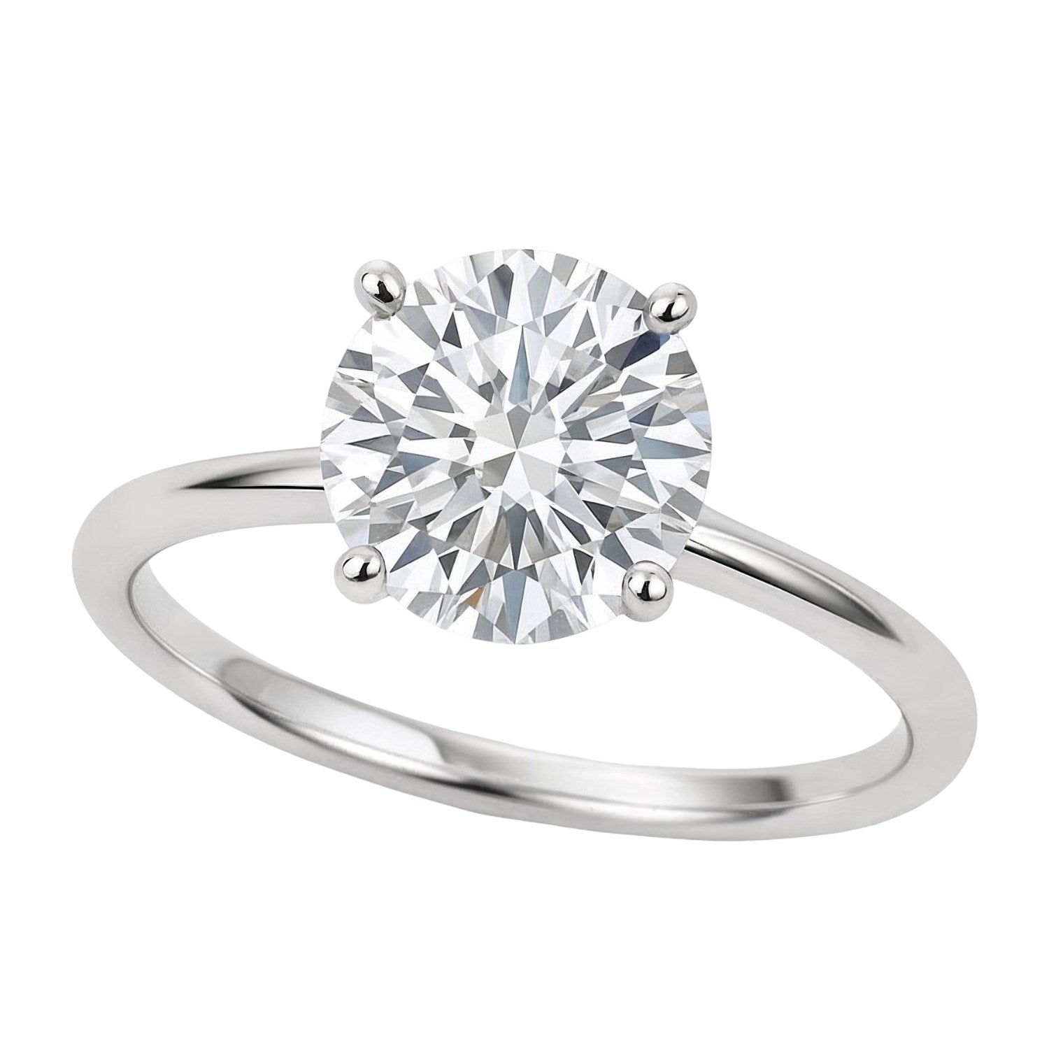 2 Carat Round Lab Grown Diamond Solitaire Ring in 10K White Gold