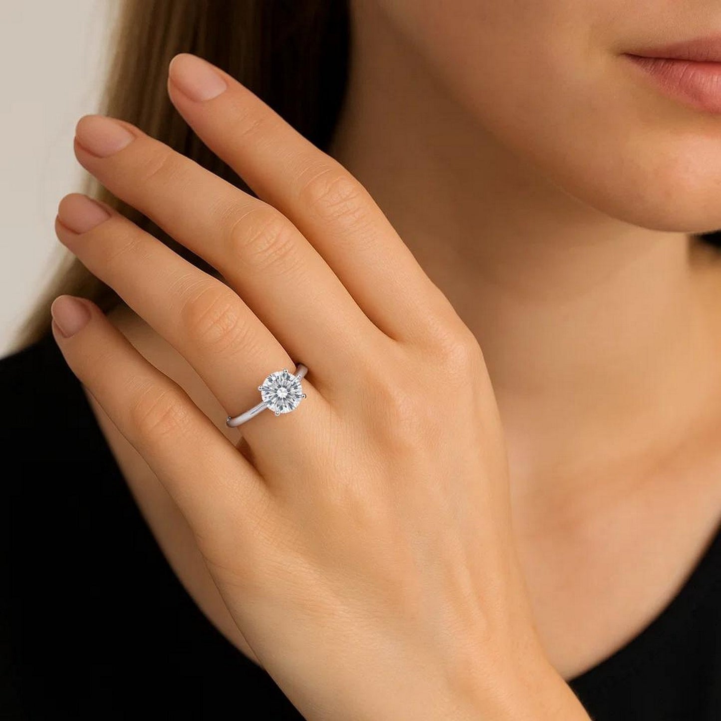 2 Carat Round Lab Grown Diamond Solitaire Ring in 10K White Gold