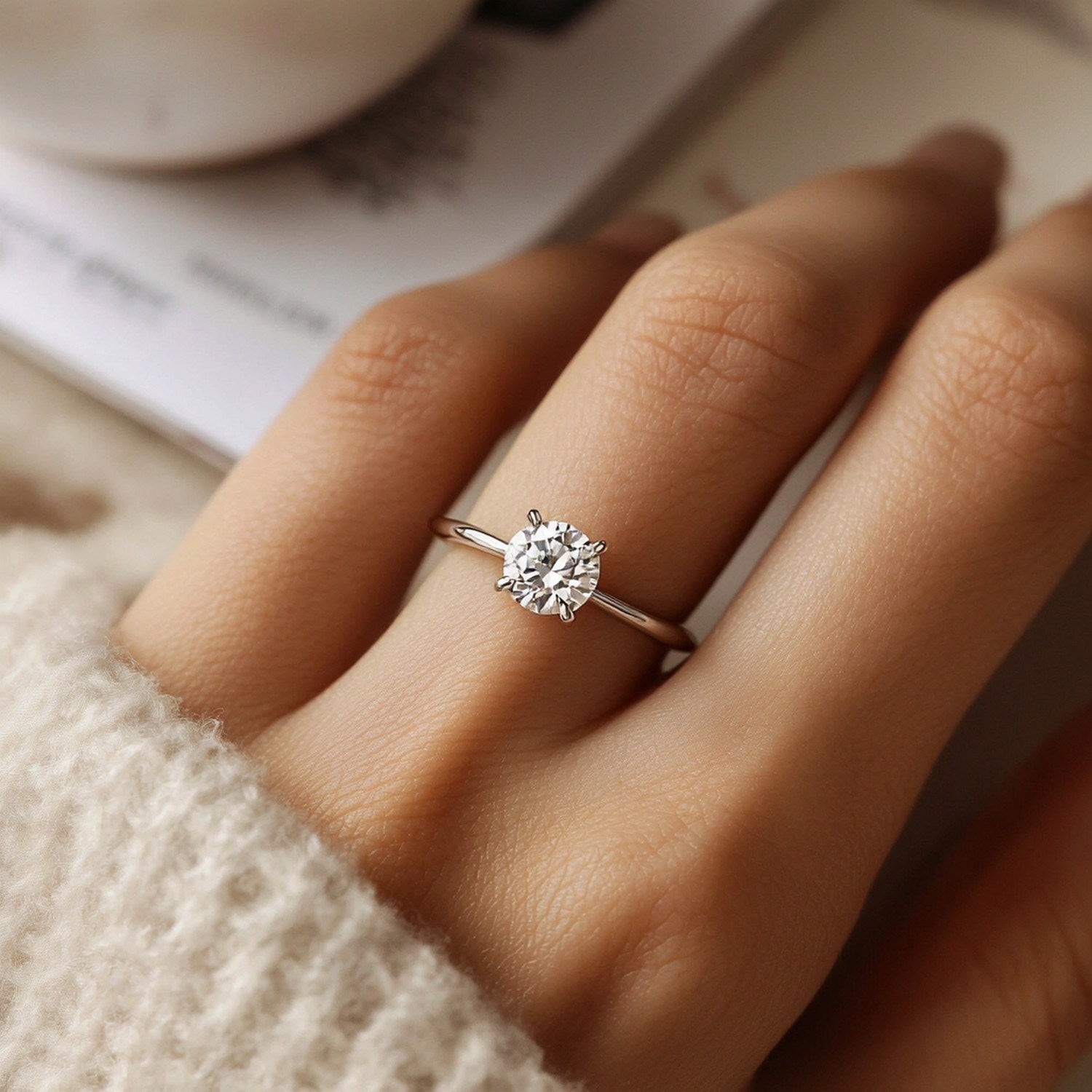 2 Carat Round Lab Grown Diamond Solitaire Ring in 10K White Gold