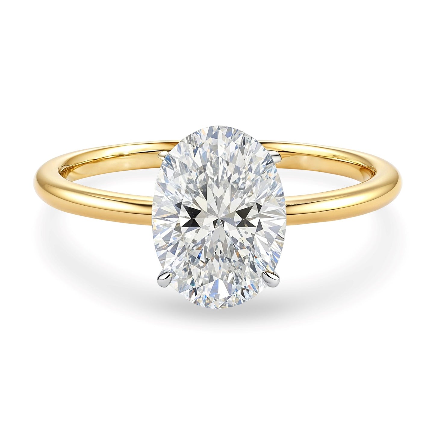 2 Carat Oval Lab Grown Diamond Solitaire Ring in 14K Yellow Gold