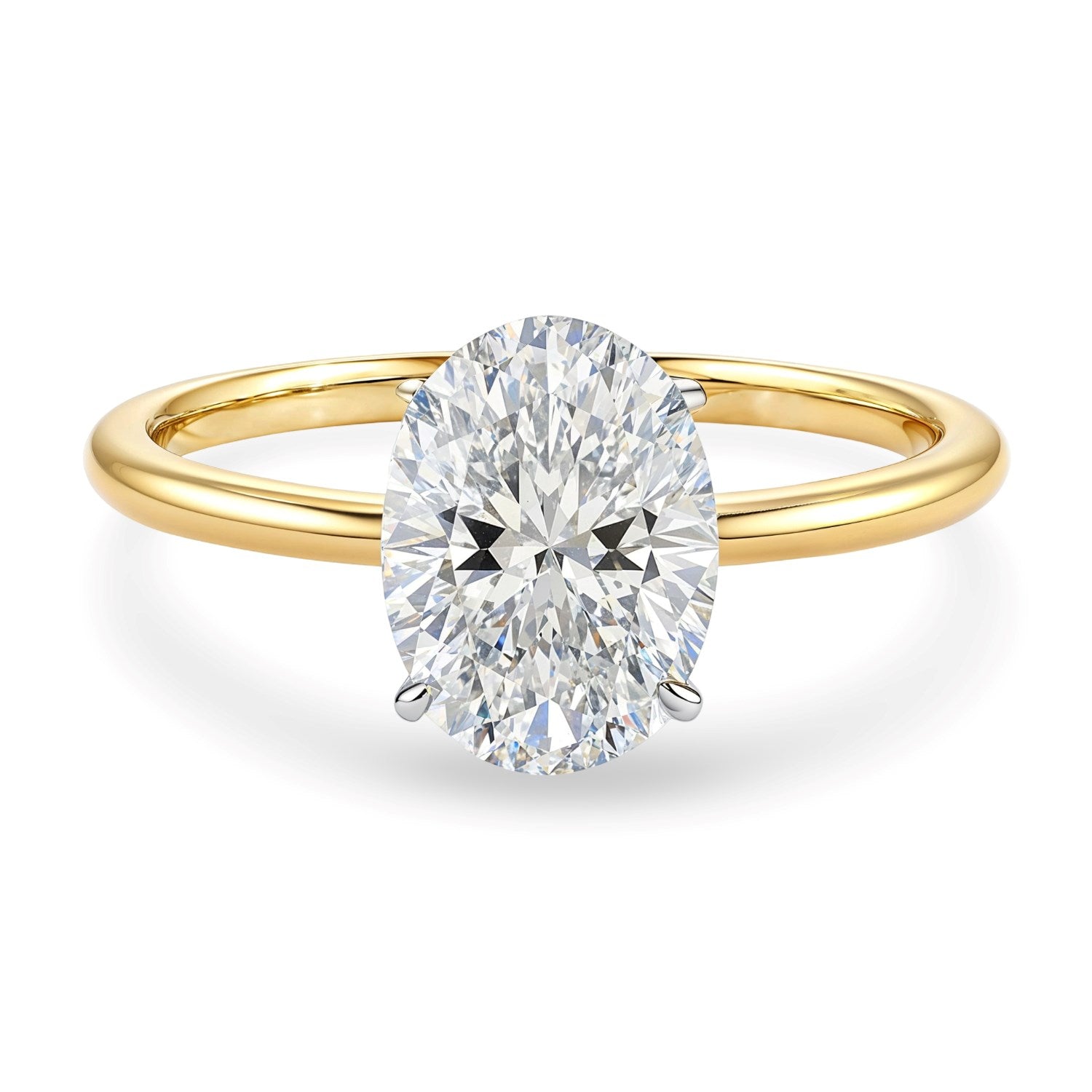 2 Carat Oval Lab Grown Diamond Solitaire Ring in 14K Yellow Gold