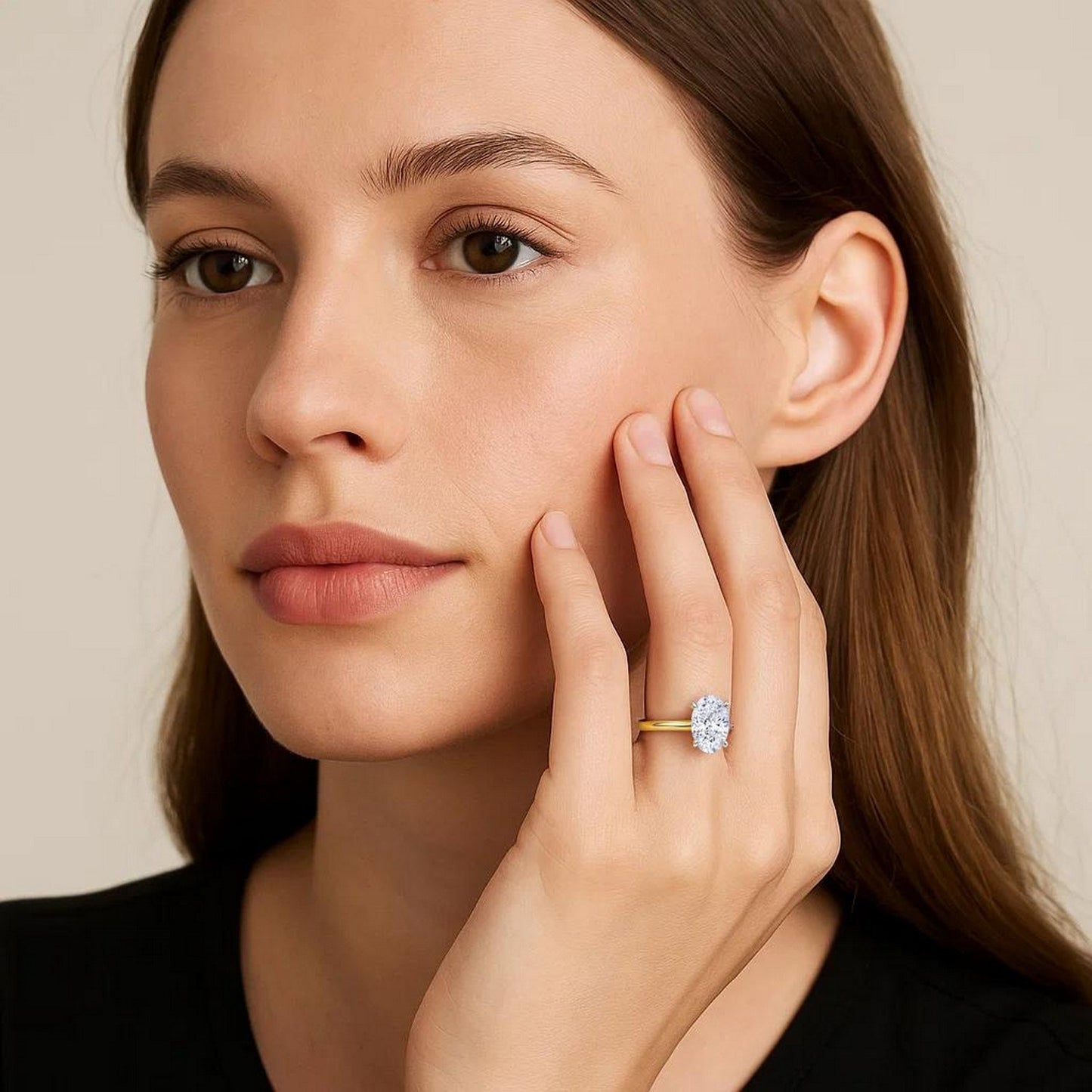 2 Carat Oval Lab Grown Diamond Solitaire Ring in 14K Yellow Gold