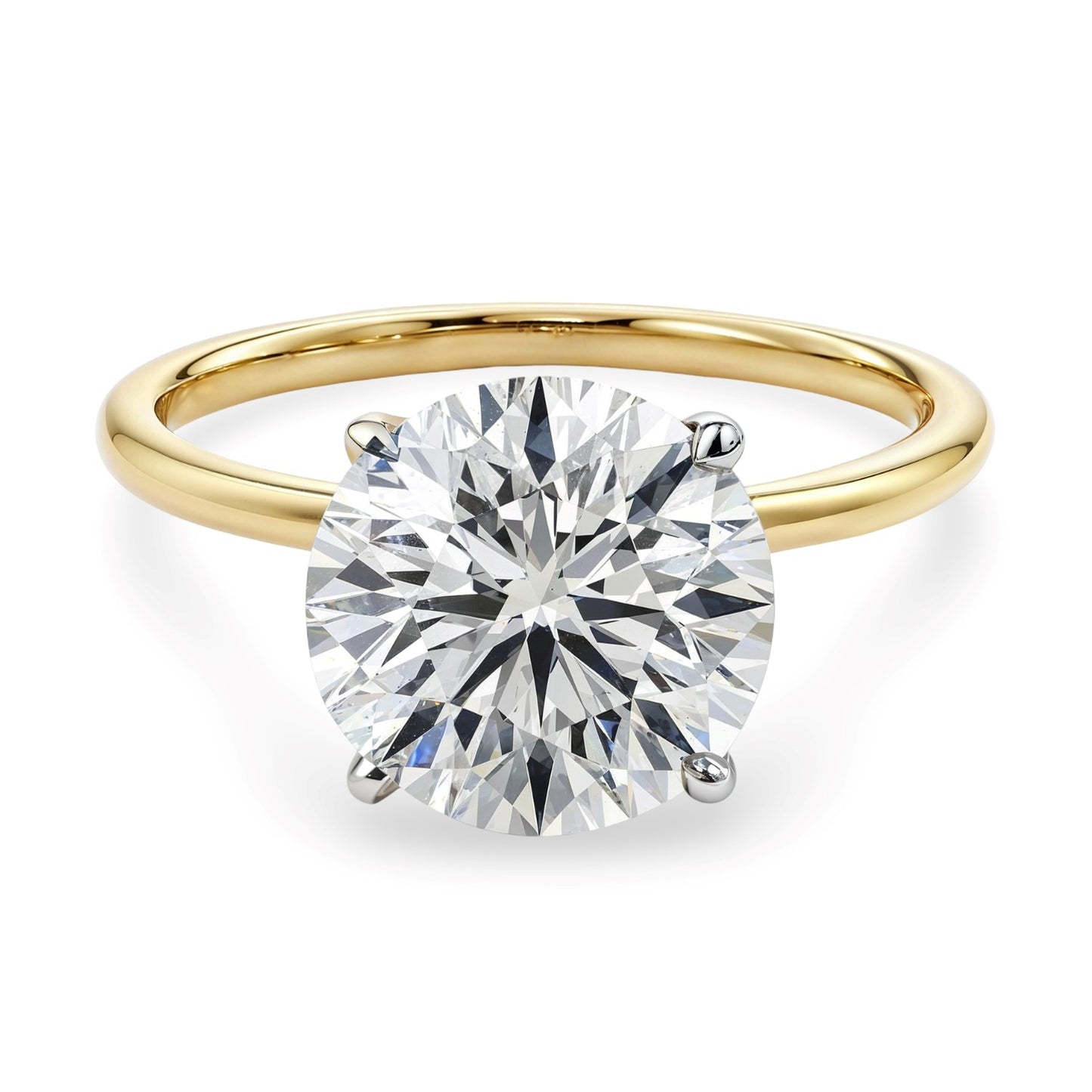 5 Carat Round Lab Grown IGI G/VS1 Diamond Solitaire Ring in 14K Yellow Gold