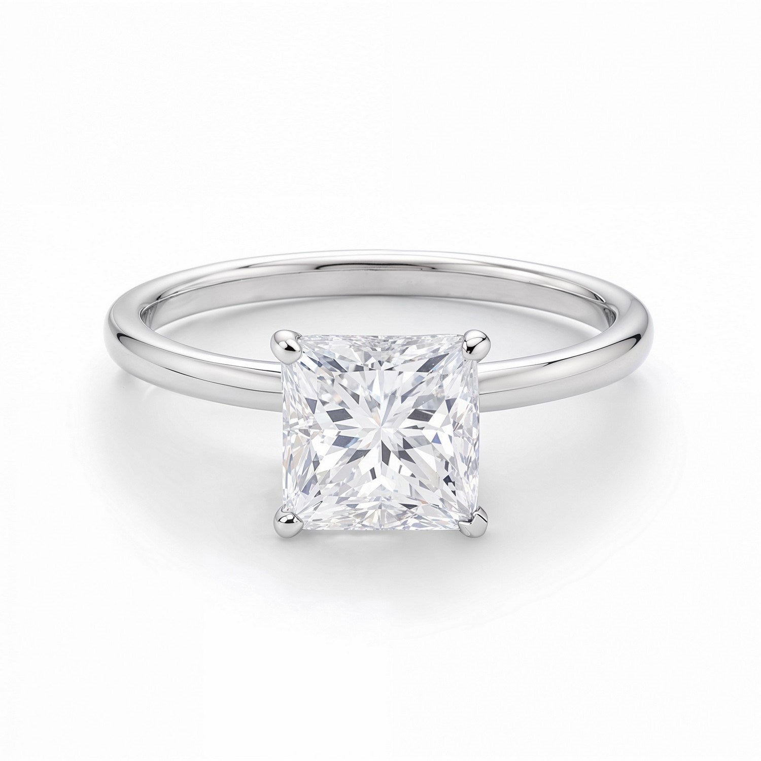 1.50Ct Princess Lab Grown IGI G/VS1 Diamond Ring in 10K White Gold