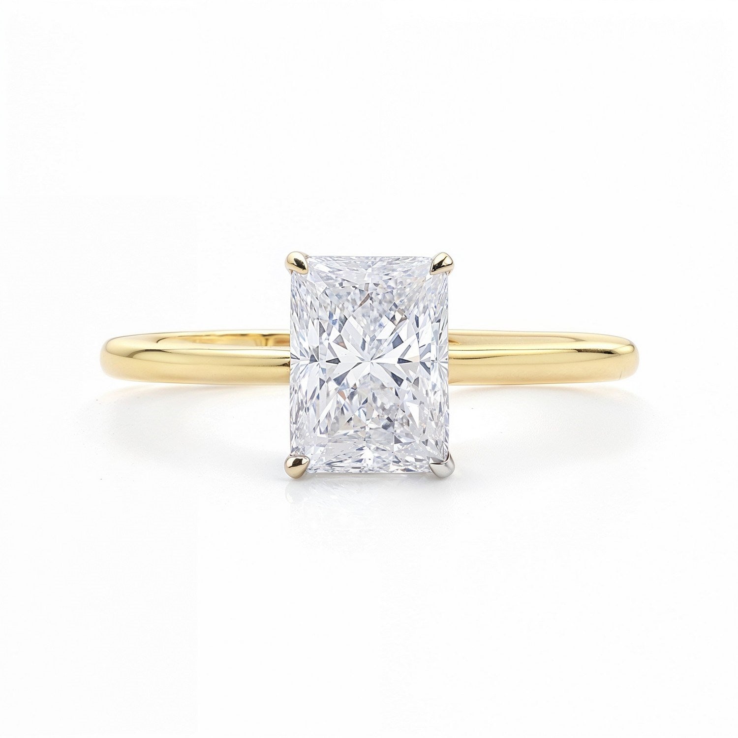 2 Carat Radiant Lab Grown IGI G/VS1 Diamond Solitaire Ring in 14K Yellow Gold