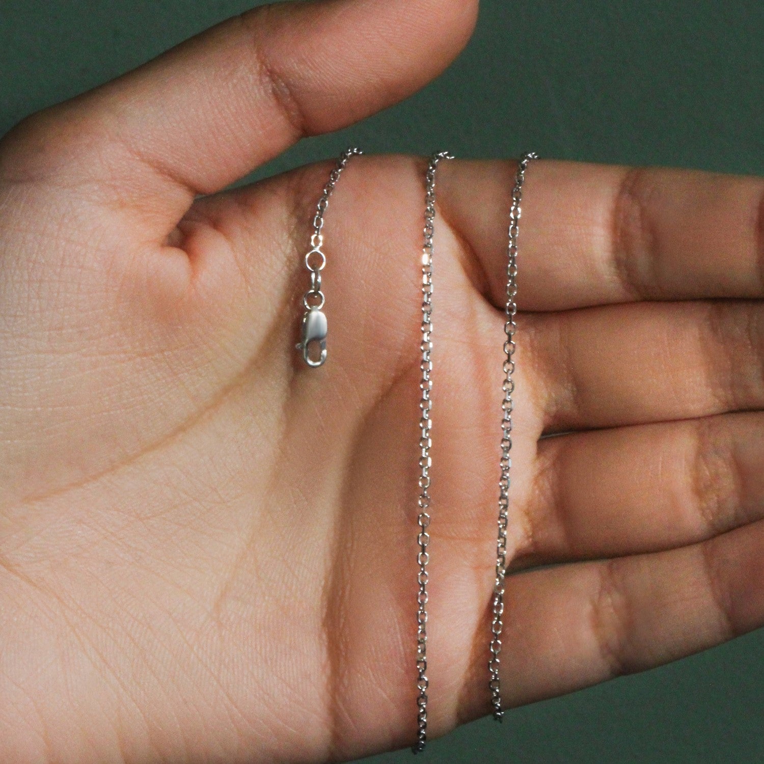 18k White Gold Diamond Cut Cable Link Chain (1.40 mm)