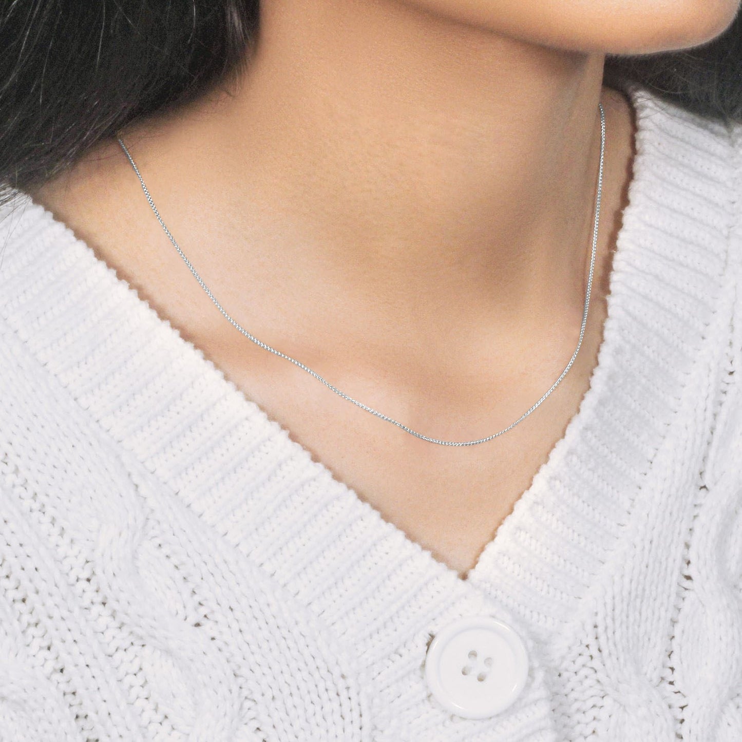 14k White Gold Round Wheat Chain (0.80 mm)