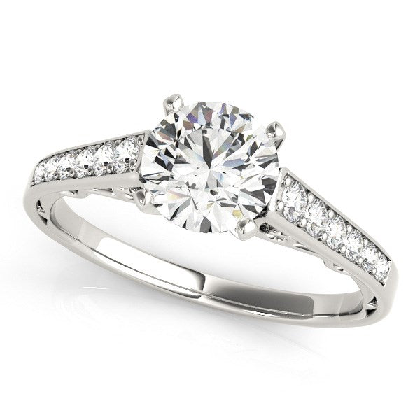 14k White Gold Cathedral Design Diamond Engagement Ring