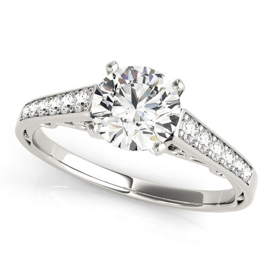 14k White Gold Cathedral Design Diamond Engagement Ring