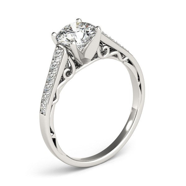 14k White Gold Cathedral Design Diamond Engagement Ring