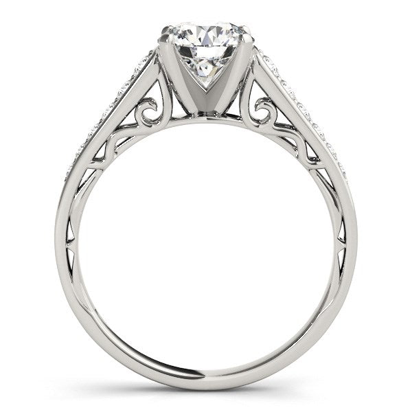 14k White Gold Cathedral Design Diamond Engagement Ring