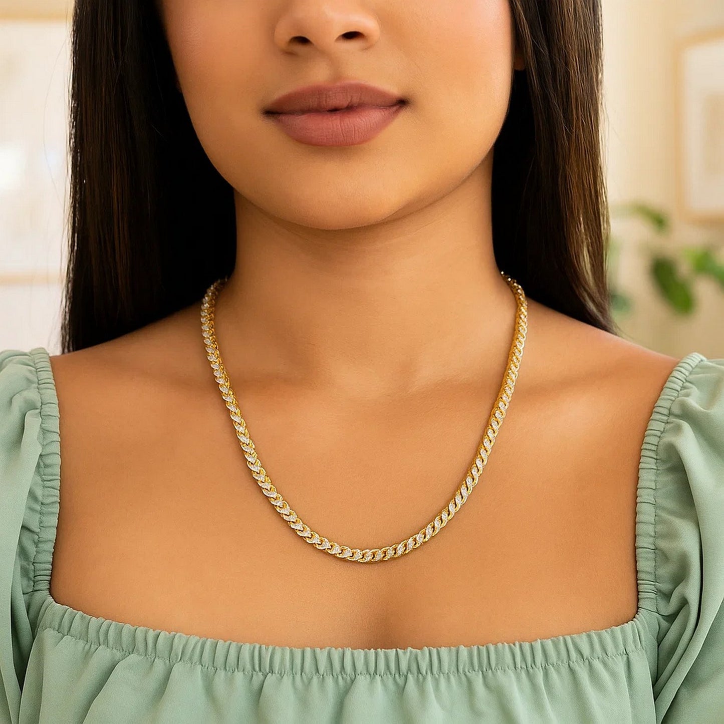 14k Yellow Gold Round Pave Franco Chain (4.00 mm)