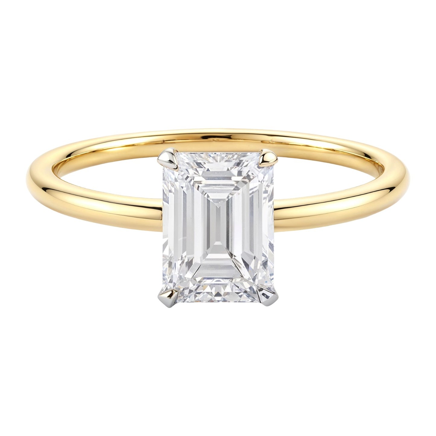 1.50Ct Emerald Lab Grown Diamond Ring in 10K Yellow Gold