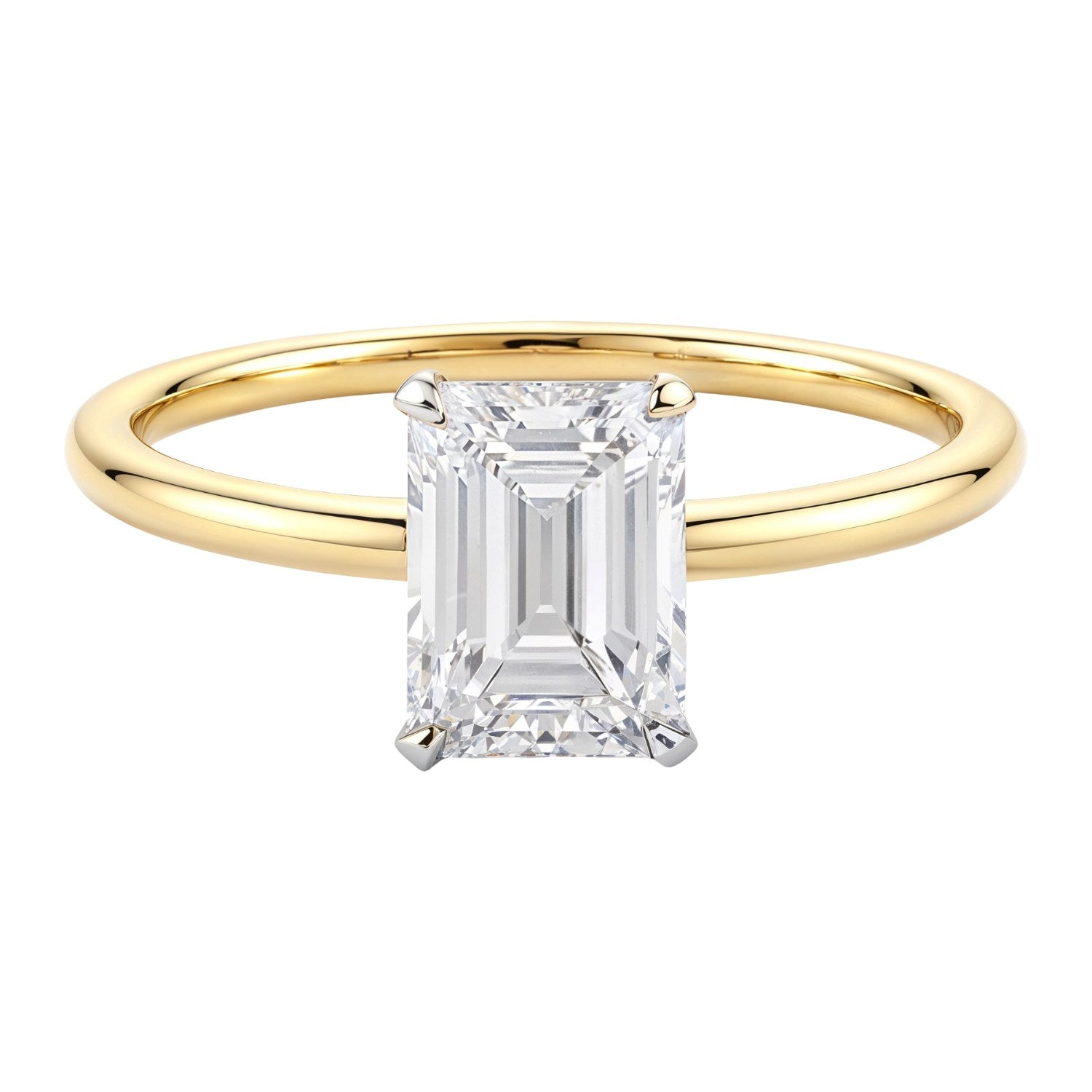 1.50Ct Emerald Lab Grown Diamond Ring in 10K Yellow Gold